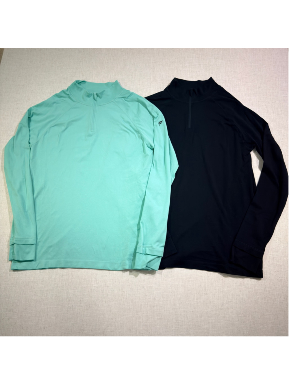 Fabletics Men’s Quarter Zip Athletic Pullover Pair (2 Pack) Mint Green & Black M